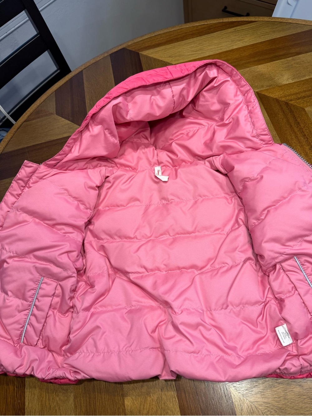 Hanna Andersson Pink Striped Reversible Puffer Jacket Down Filled 18-24 mos - Picture 4 of 6
